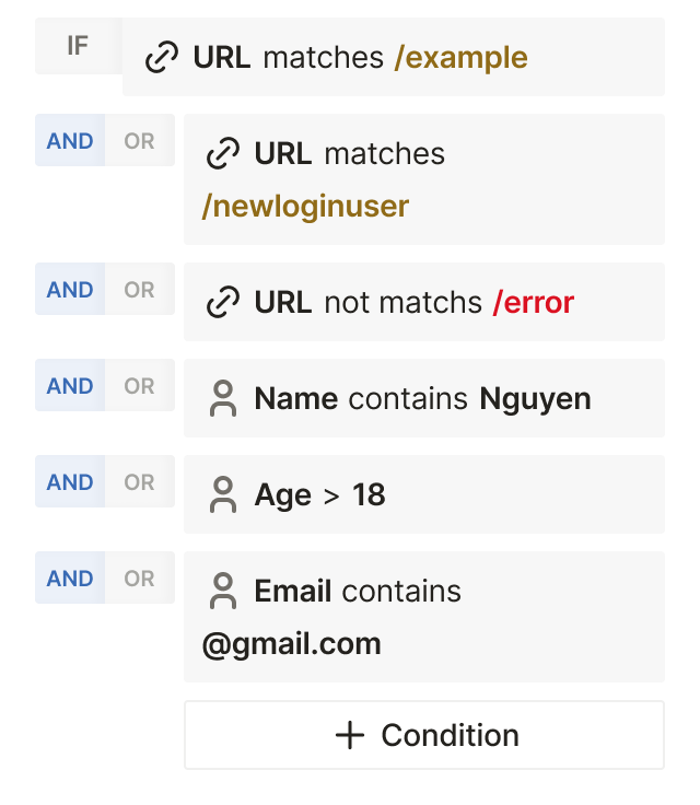 Set triggers and conditions